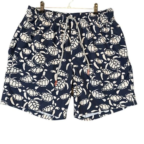 Rainforest Navy Blue and White Sea Turtle Swim Trunks Pockets Size Medium - Picture 1 of 13